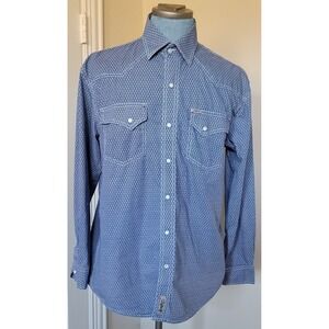Rafter C Mens Cowboy Collection Geometric Long Sleeve Pearl Snap Shirt Sz‎ Large